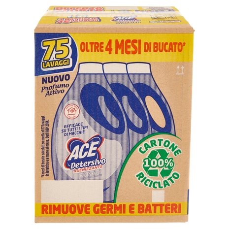 Ace Detersivo Liquido Classico Igienizzante 3 x 25 Lavaggi 3 x 1375 ml